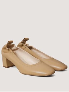 Everlane The Day Heel Light Taupe Sz 5.5 Block Heel Ballet Inspired NEW w/o Box